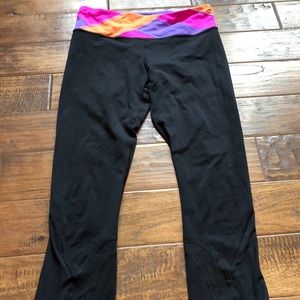 Lululemon Crop Leggings With Colorful Waistband
